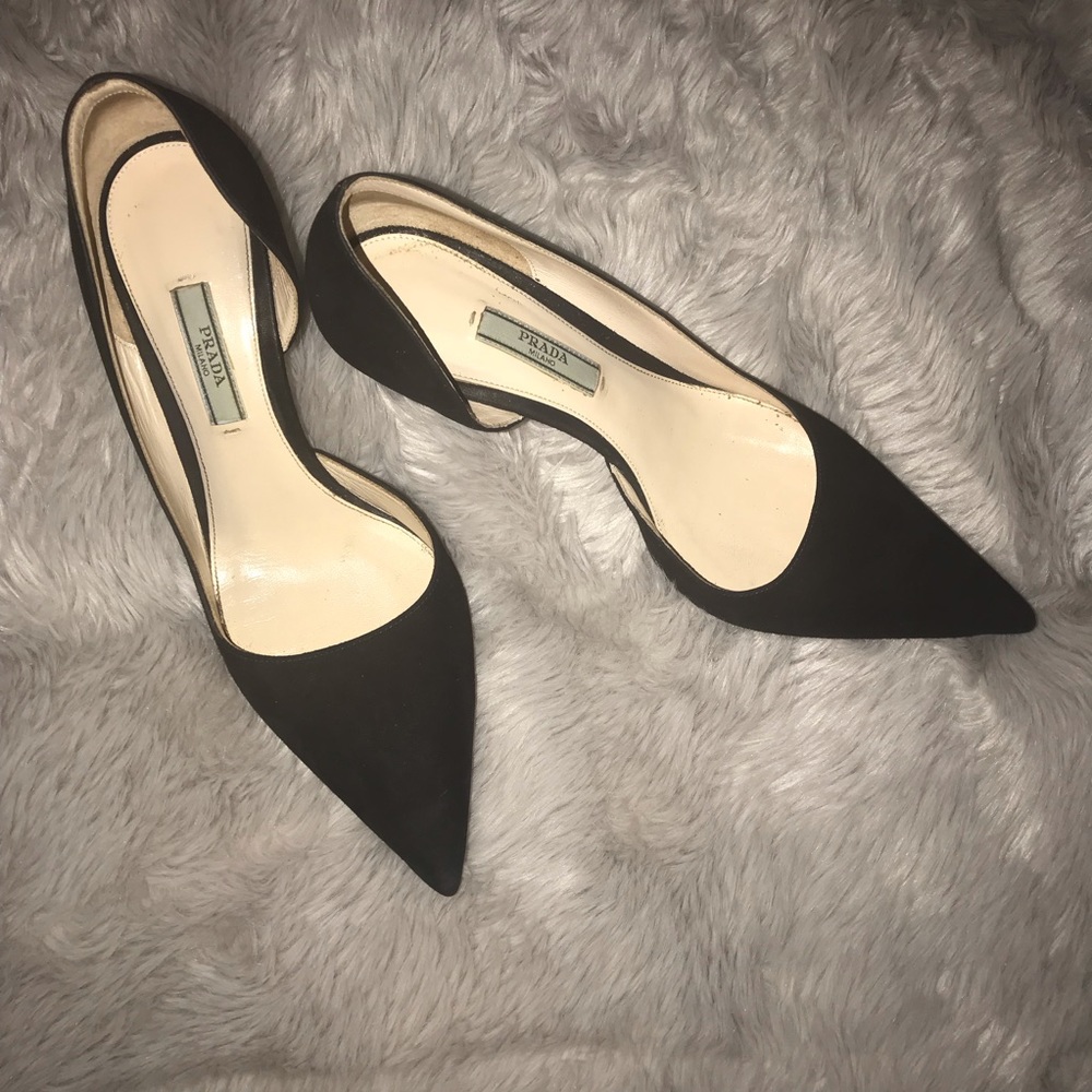 Authentic Prada Black Suede Pumps